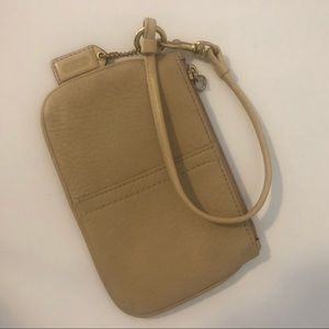 COACH Leather Wristlet Camel